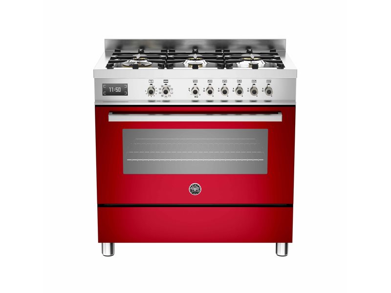 90 cm 6-Burner, Electric Oven | Bertazzoni - Rosso